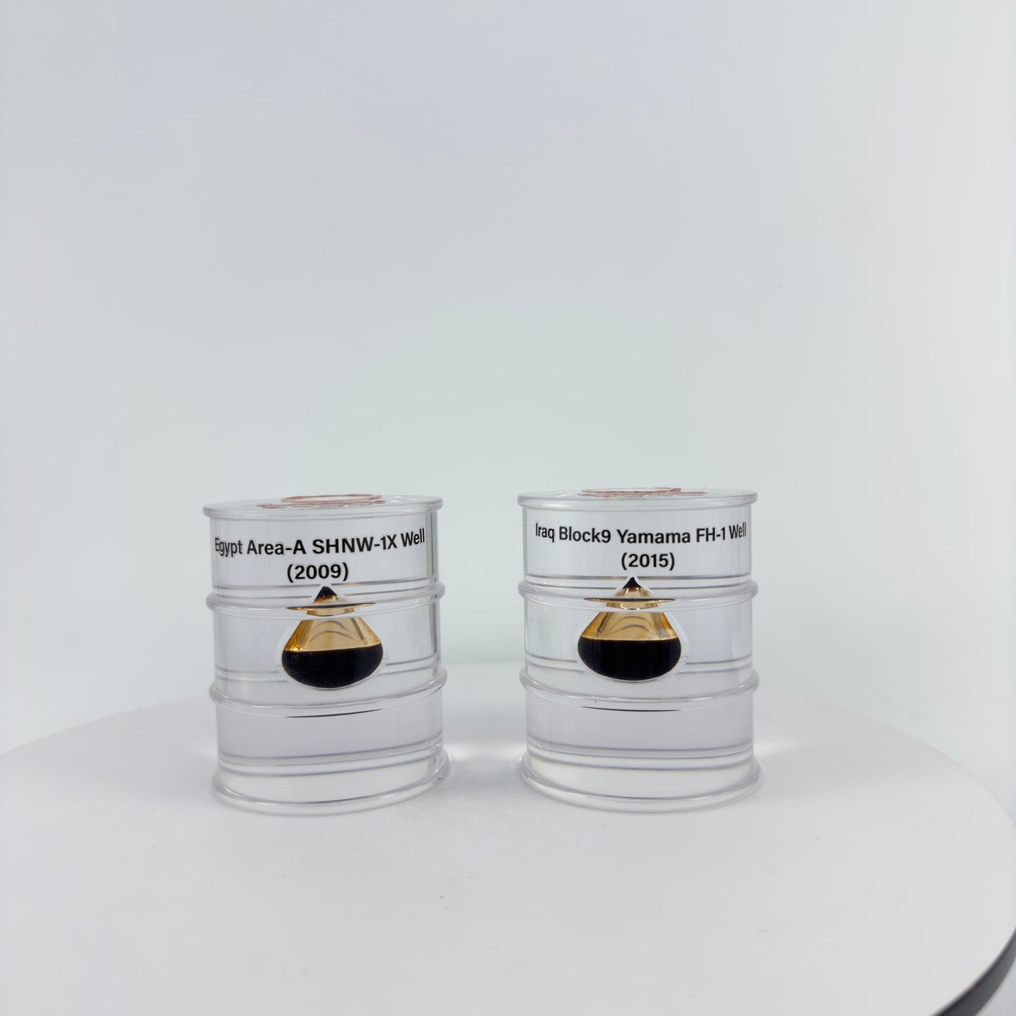 TRANSPARENT PAPER WEIGHT ENCAPSULATED WITH TEAR DROP OIL BOTTLE