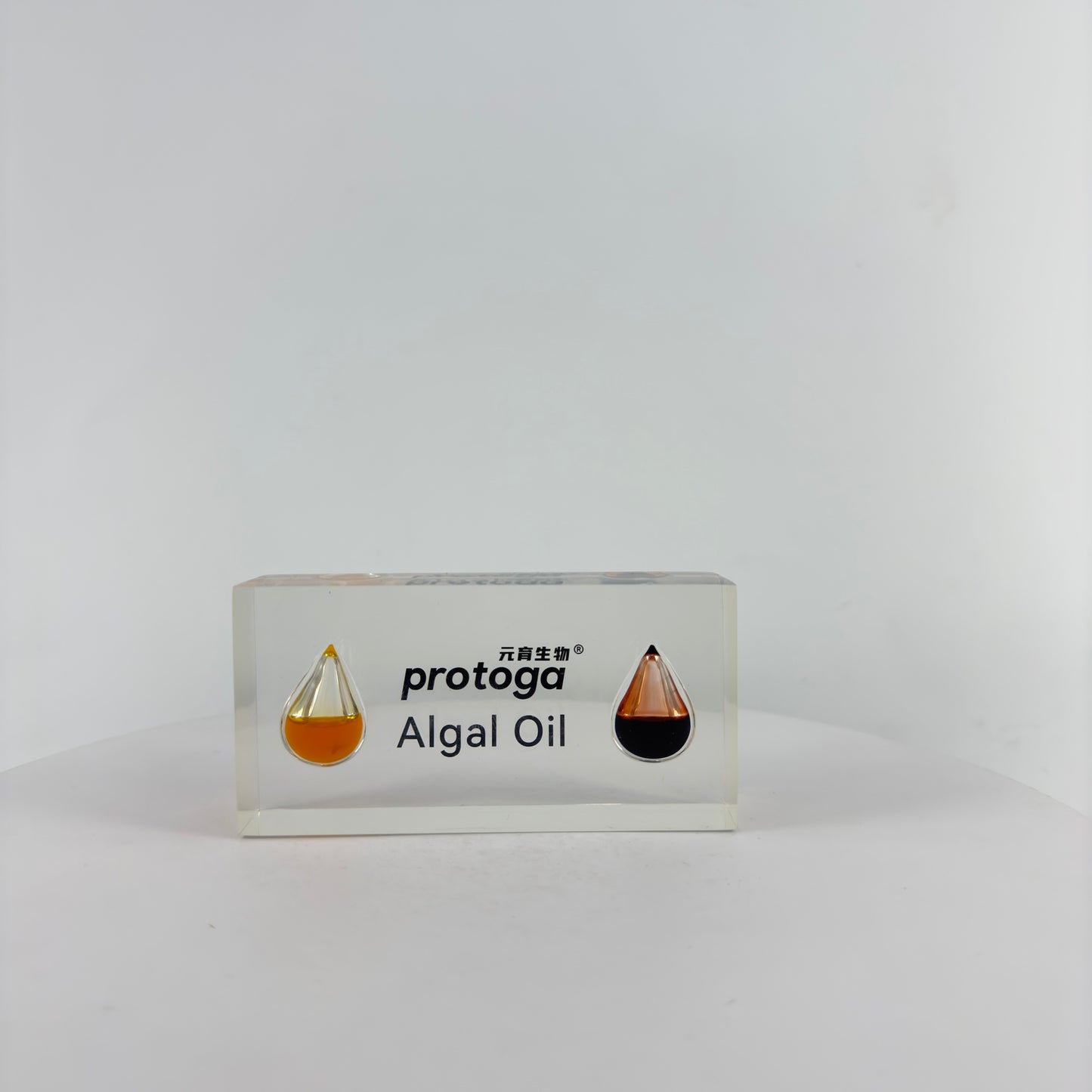 TRANSPARENT PAPER WEIGHT ENCAPSULATED WITH TEAR DROP OIL BOTTLE