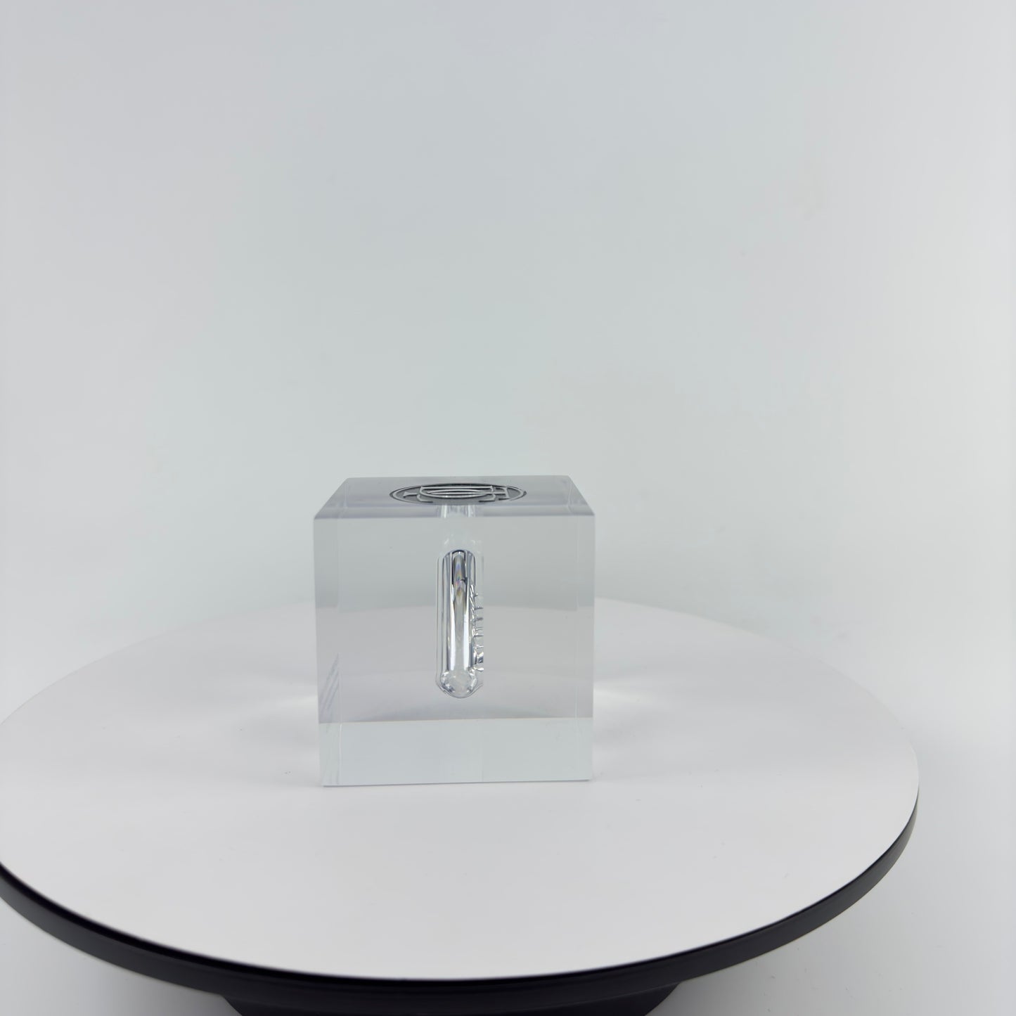 TRANSPARENT PAPER WEIGHT ENCAPSULATED WITH GLASS TUBE