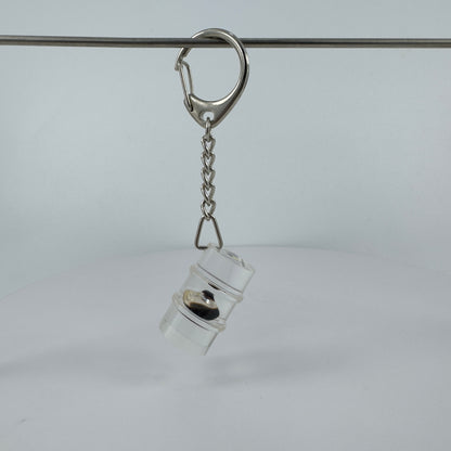 TRANSPARENT KEY CHAIN  ENCAPSULATED WITH TEAR DROP OIL BOTTLE