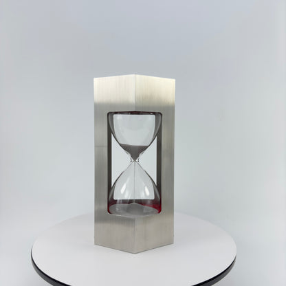 BIG SIZE SAND TIMER,  PAPER WEIGHT.  5 MIN. BIG GLASS SAND TIMER.